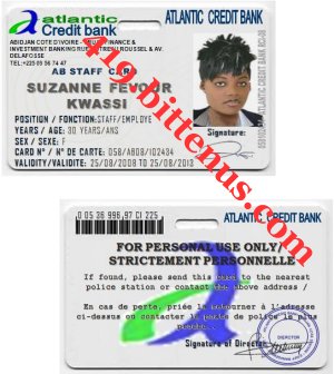 bank id card suzanne kwassi